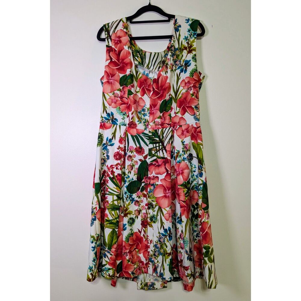 Danny and Nicole Floral Fit & Flare Dress Summer Wedding Guest Pink Green 12 - Picture 8 of 8